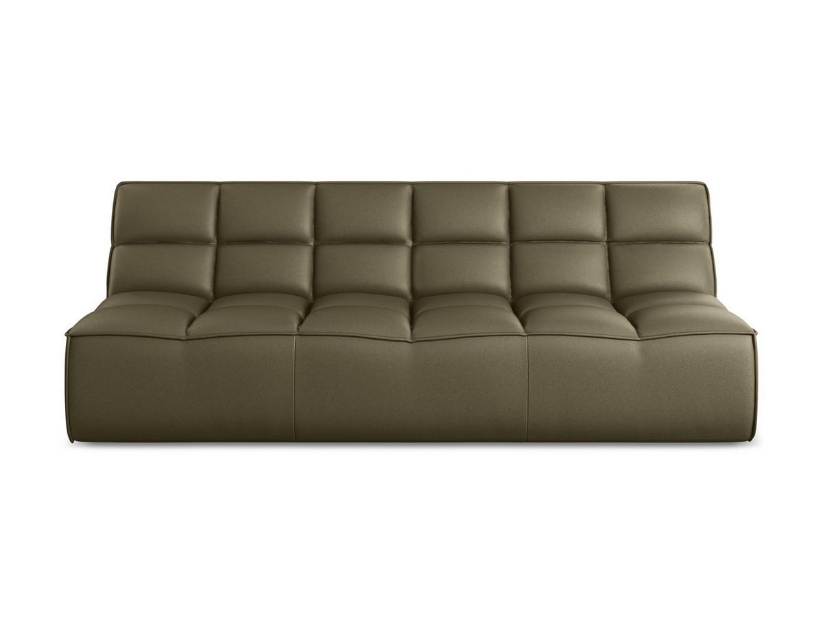 3-SITZER SOFA Kunstleder Grün - Schwarz/Olivgrün, Leder/Kunststoff (210/75/93cm) - Makamii