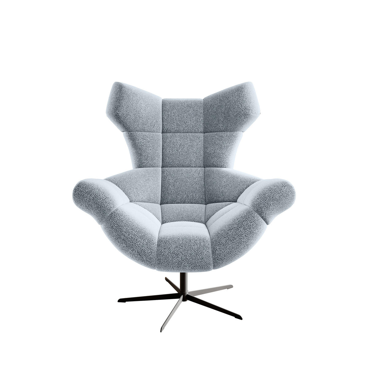 SESSEL SENSI Relaxstuhl mit 360° Drehung und Schwingfunktion – Lux-Schaumkissen, Hellgrau, 104x46x119 cm - Hellgrau/Schwarz, Holz/Textil (104/119/84cm) - DomoHome