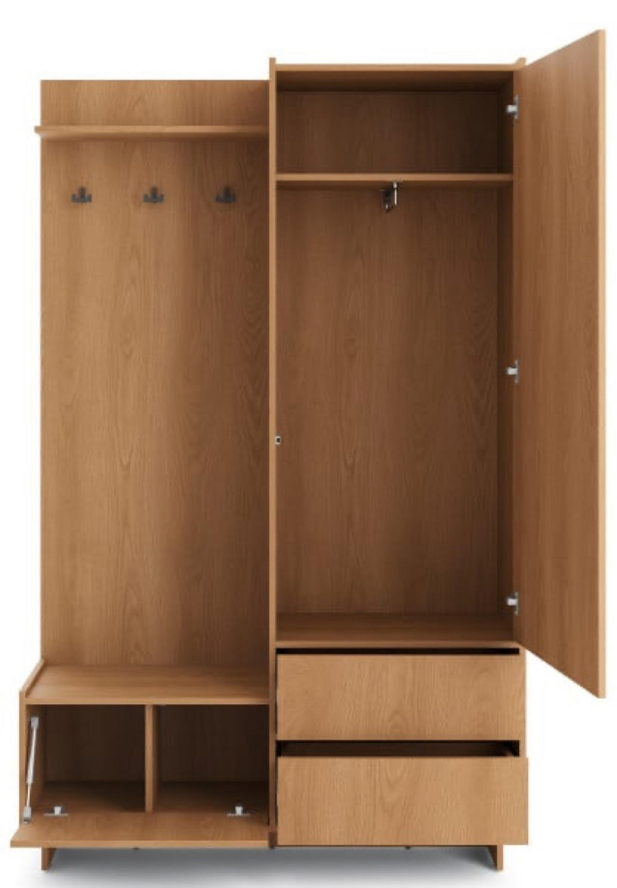 GARDEROBE Eiche Sumi 125x39 cm Mit Spiegel Aus Holzwerkstoff - Eichefarben, Holzwerkstoff (125/201/39cm) - Sepro Meble