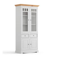 VITRINE Belluno Elegante Kiefer Natur gebeizt / - Kiefer weiß (RAL9010) lackiert 89 / 44 / 190cm - Weiß/Kieferfarben, Holz/Holzwerkstoff (89/190/44cm) - Feldmann-Wohnen
