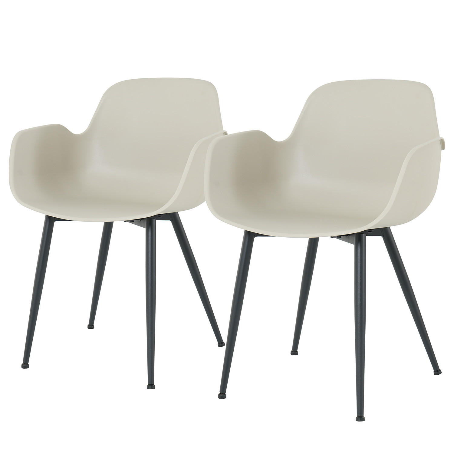 ESSZIMMERSTUHL - 2er-Set - Schwarz/Grau, Kunststoff/Metall (55/79/54cm) - home24