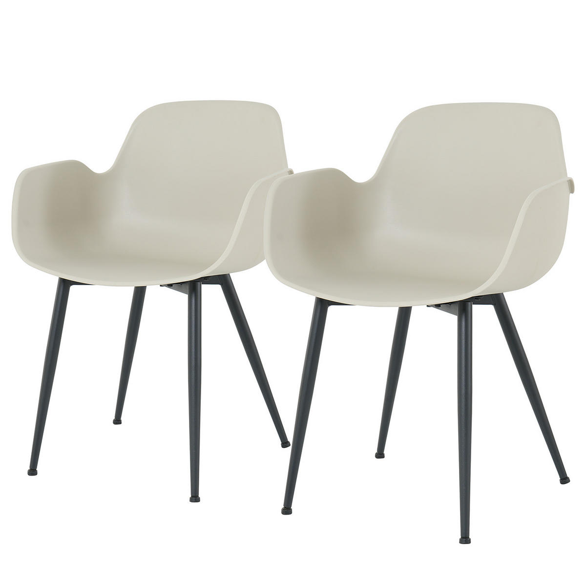 ESSZIMMERSTUHL - 2er-Set - Schwarz/Grau, Kunststoff/Metall (55/79/54cm) - home24