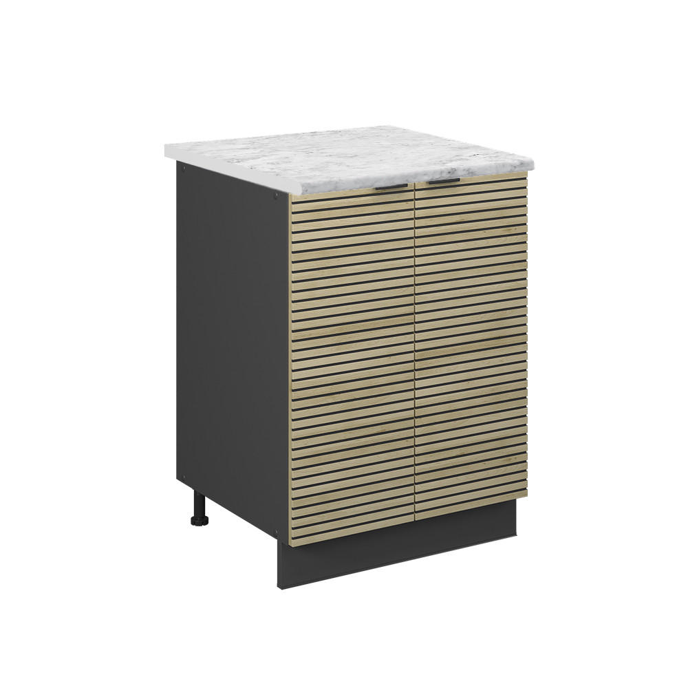 KÜCHENUNTERSCHRANK Fame-Line Eiche Paneel 60 cm , AP Marmor - Hellbraun/Eichefarben, Holzwerkstoff (60/82/60cm) - Vicco