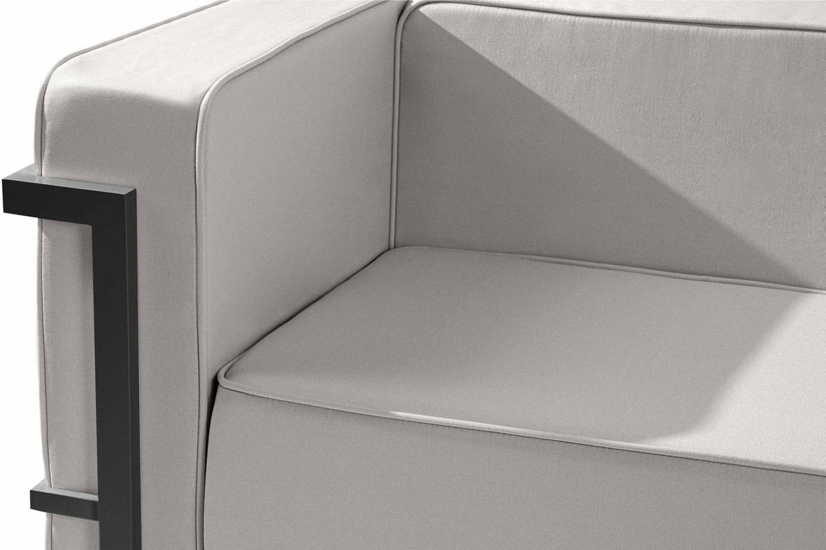 GARTENLOUNGE-SET TRIGLO 1x Tisch, 2x Sessel, 1x Sofa 3-Sitzer, 4-tlg., Modern, Dunkelgrau/Hellgrau - Dunkelgrau/Hellgrau, Textil/Metall - KONSIMO®