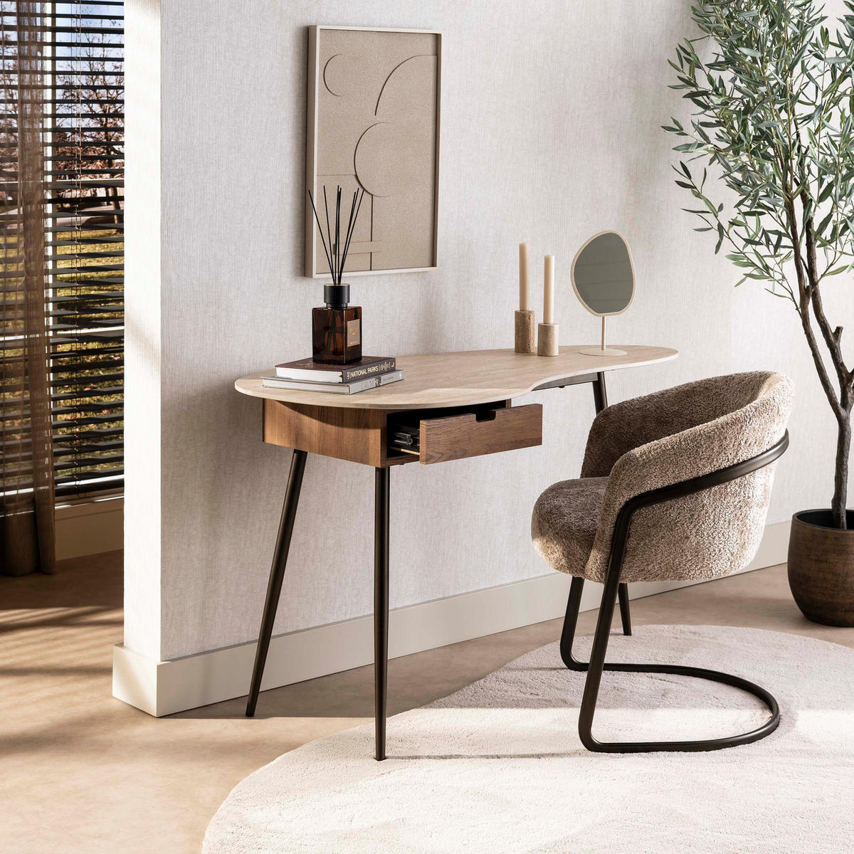 SCHMINKTISCH Travino 88 62/127/77 cm - Beige, Keramik (62/127/77cm) - Hoyz Collection