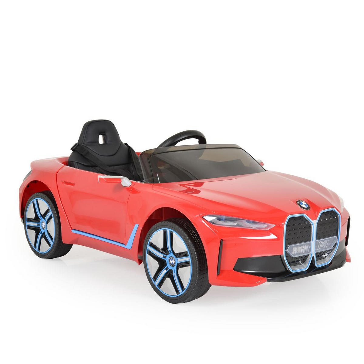 ELEKTROAUTO BMW i4 MP3 rot EVA-Reifen Fernbedienung Lichter bis 30 kg - Rot, Kunststoff (115/67/45cm) - Moni