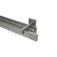 INNENLAUF-GARDINENSTANGEN-SET Smartline Lox 140 cm, 3-läufig, 14x35 mm Edelstahl-Optik - Edelstahlfarben, Metall (140cm) - INTERDECO