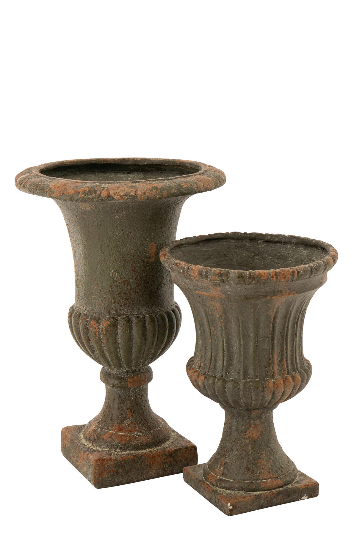 BLUMENTOPF ANTIK AUßEN Grün - Grün, Glas/Naturmaterialien (48/71cm) - J-Line