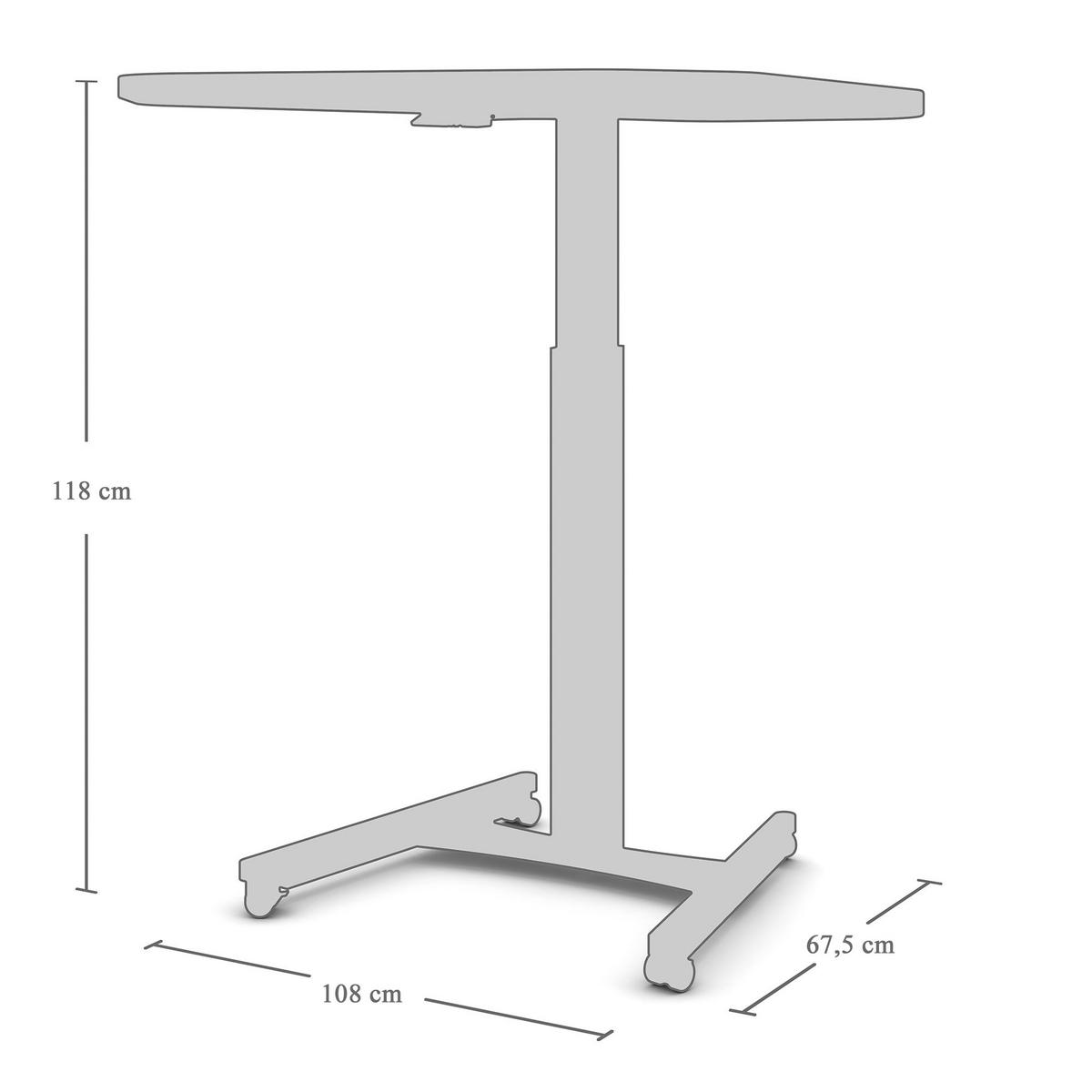 STEHPULT Höhenverstellbares Steh-Sitzpult Single Desk Eiche Natura Schwarz /72-116cm - Multicolor, Holz/Metall (67.5/108/72cm) - ASSMANN