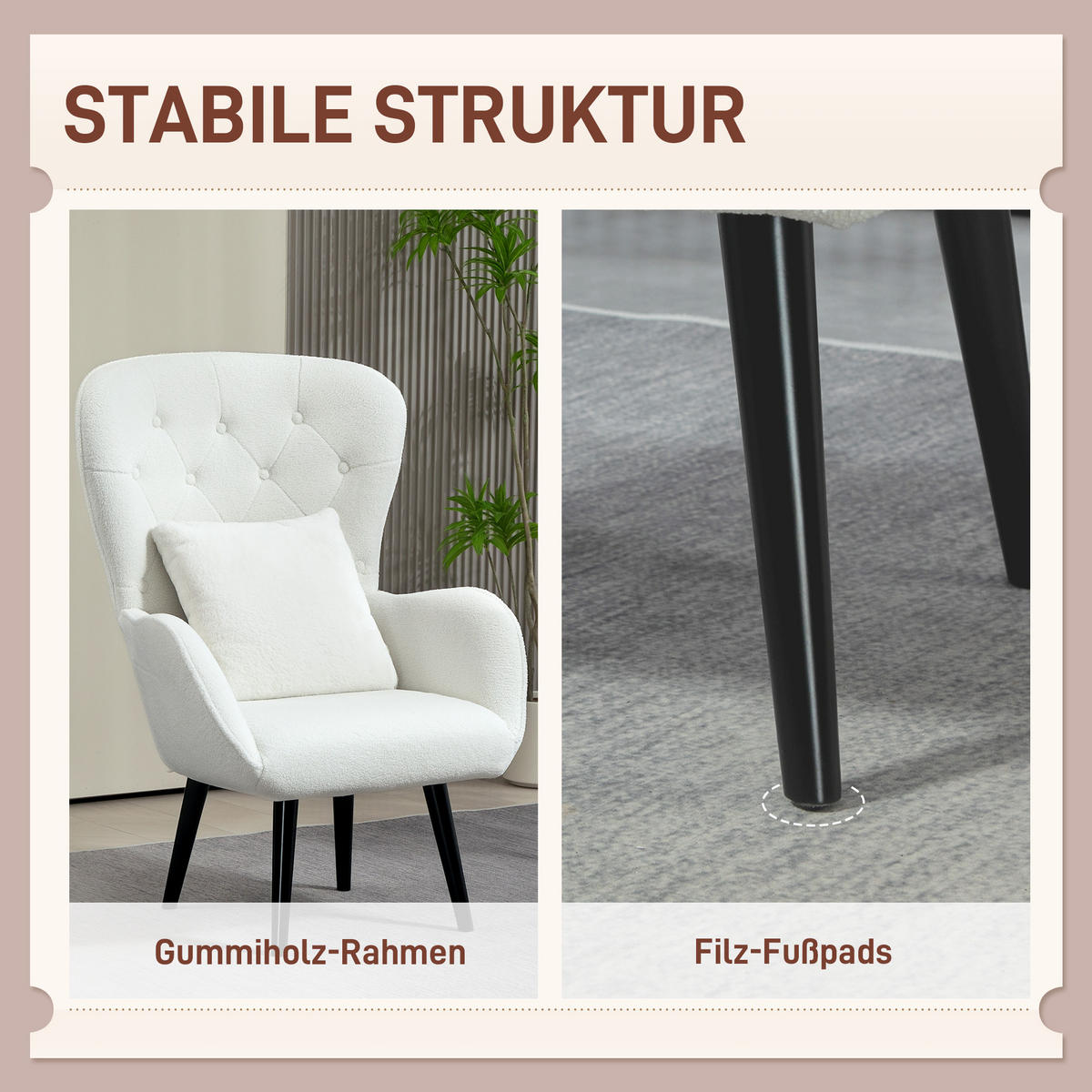 SESSEL mit Lendenkissen, Weiß - Weiß, Textil (88/106/75cm) - HOMCOM