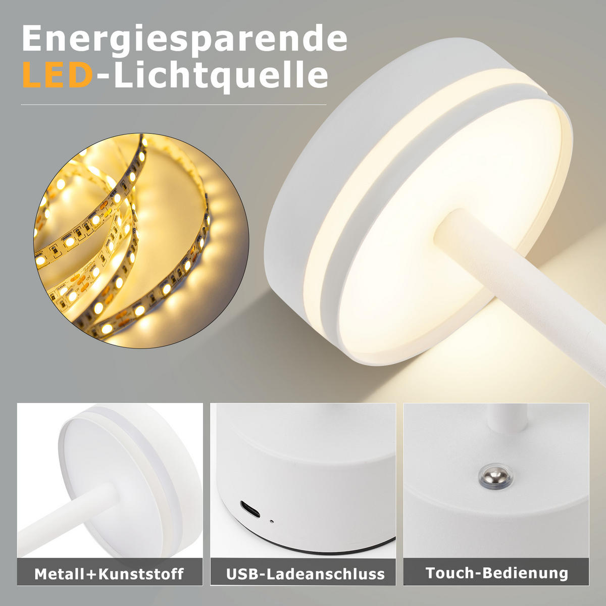 TISCHLEUCHTE Leuchtmann 8/31.5/8 cm - Weiß, Metall (8/8/31.5cm) - ZMH