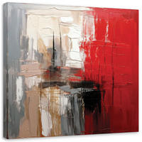 LEINWANDBILD Abstraktion Malerei Textur Rot 60x60cm - Rot, Textil (60/60cm) - Feeby