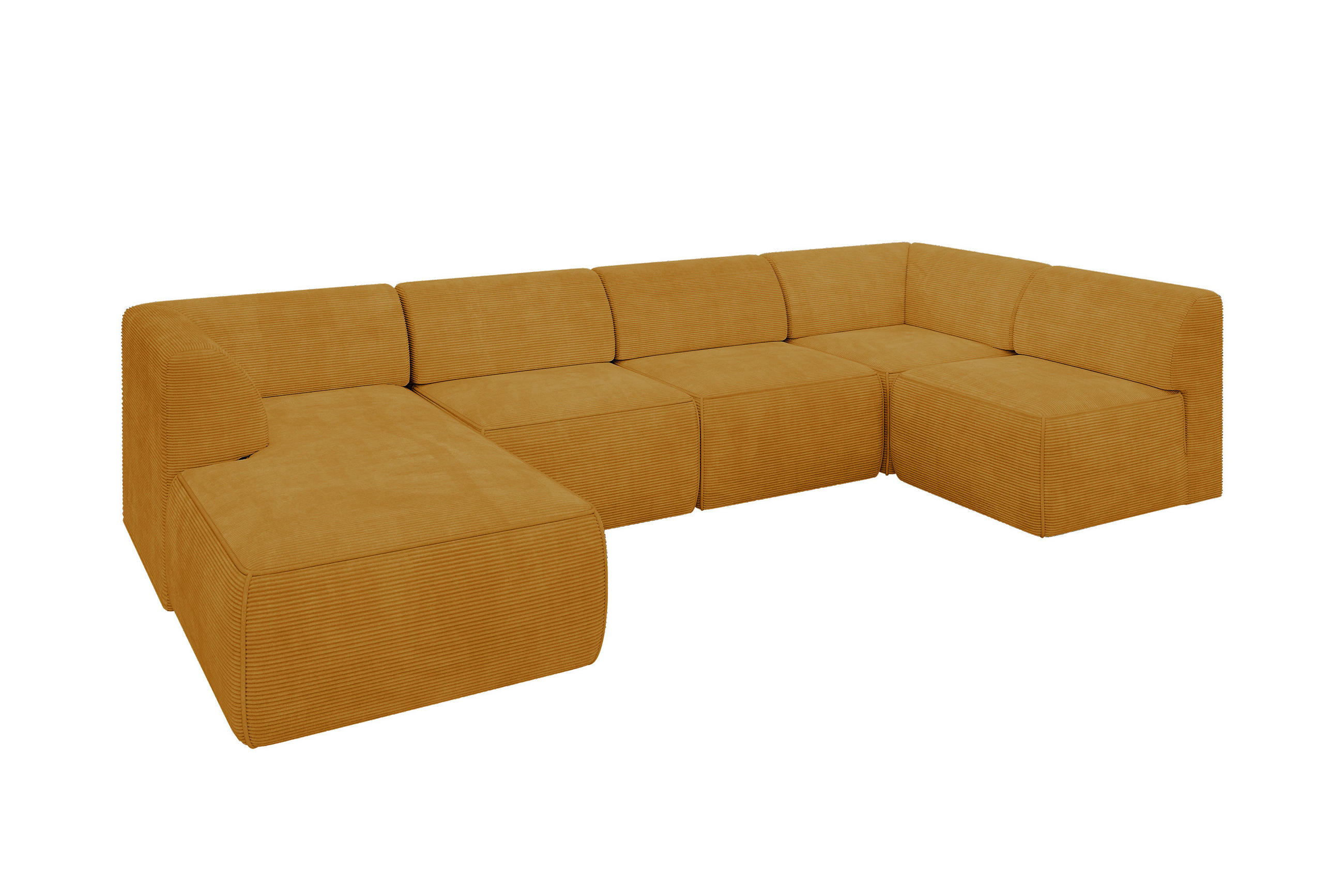 WOHNLANDSCHAFT Ottomane Links MOVO-L 345x180x78 cm Senffarbe Cord - Honig, Holzwerkstoff/Kunststoff (345/78/180cm) - ALTDECOR