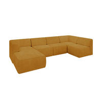 WOHNLANDSCHAFT Ottomane Links MOVO-L 345x180x78 cm Senffarbe Cord - Honig, Holzwerkstoff/Kunststoff (345/78/180cm) - ALTDECOR