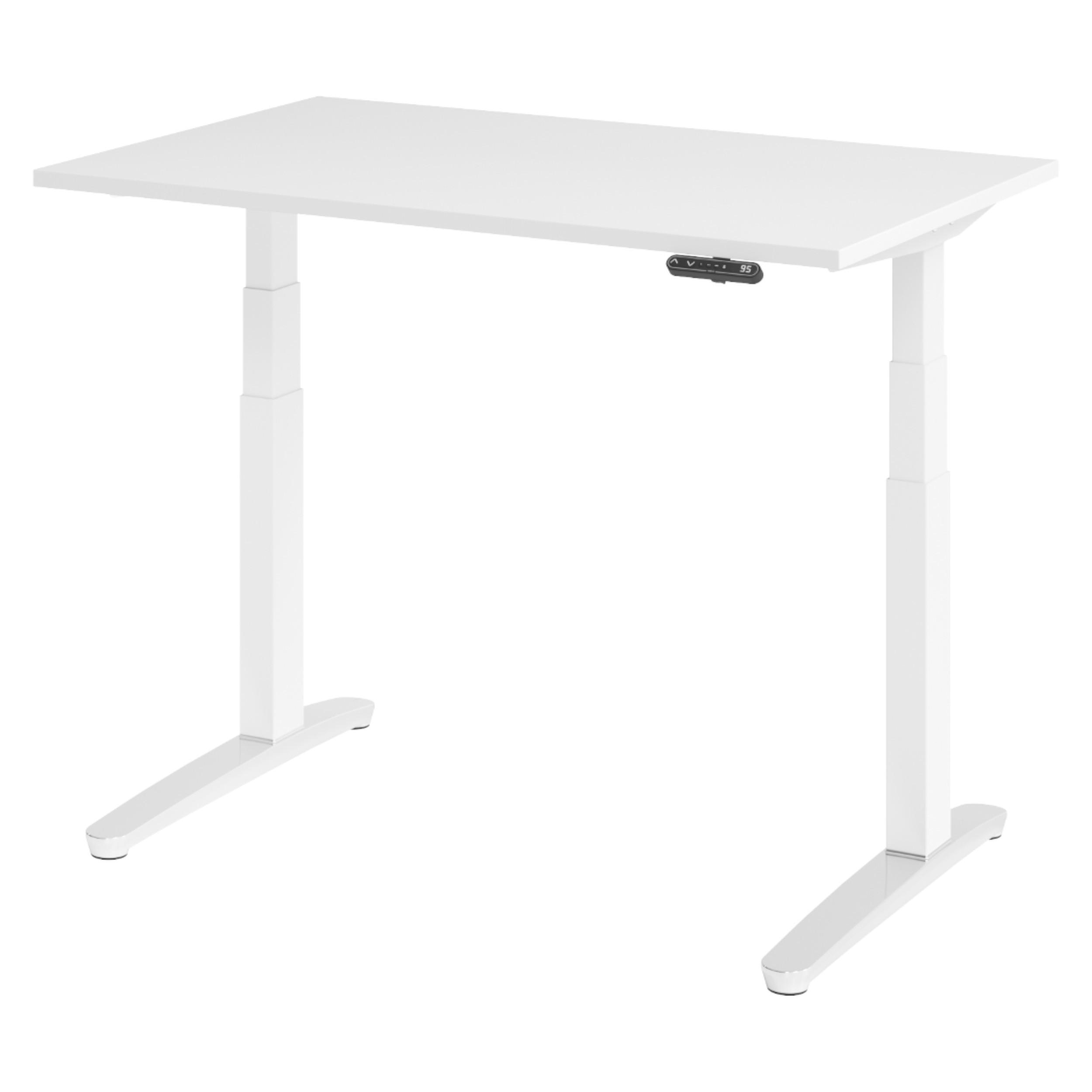 SCHREIBTISCH elektrisch XBHM 80/120/74 cm in Weiß/Weiß/Alu poliert - Weiß, Holzwerkstoff (80/120/74cm) - bümö
