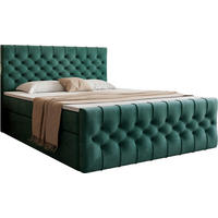 BOXSPRINGBETT Aurora mit Bettkasten, Dunkel Türkis Samt 200x200 cm – inkl. H3 Matratze und Topper - Türkis/Petrol, Holzwerkstoff/Kunststoff (200/200cm) - WFL GROUP