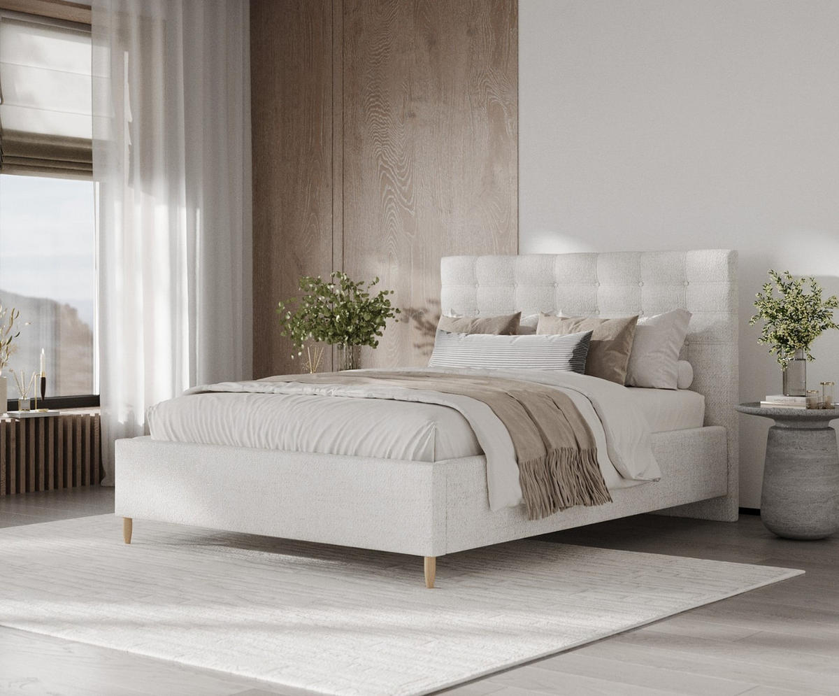 POLSTERBETT Soma 120/200 cm Creme im Neve Stoff - Creme/Naturfarben, Holz/Holzwerkstoff (120/200cm) - AltaBeds