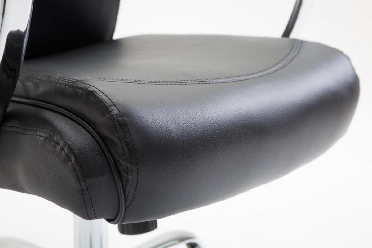 CHEFSESSEL Lederlook schwarz - Chromfarben/Schwarz, Textil/Metall (65/115/73cm) - CLP