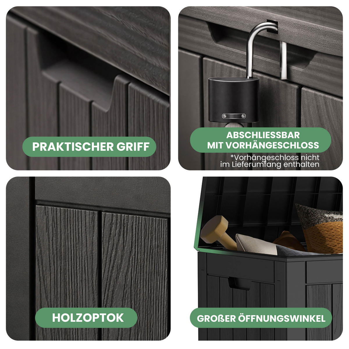 GARTENBOX 117L Schwarz - Schwarz, Kunststoff (56/53.2/43.1cm) - Akord