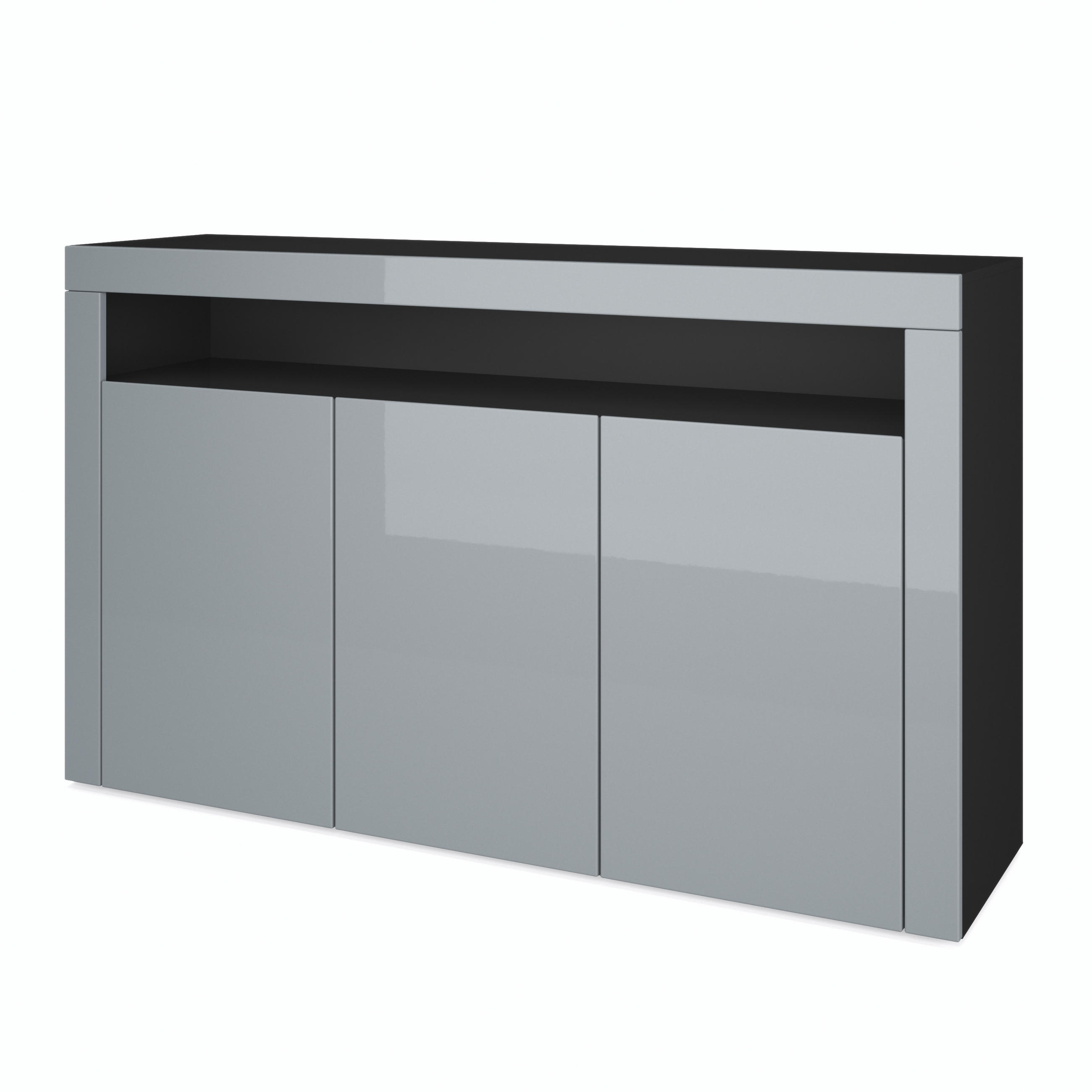 SIDEBOARD Valencia Grau Hochglanz / Grau Hochglanz - Grau, Holzwerkstoff (155/92/40cm) - Vladon