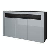 SIDEBOARD Valencia Grau Hochglanz / Grau Hochglanz - Grau, Holzwerkstoff (155/92/40cm) - Vladon