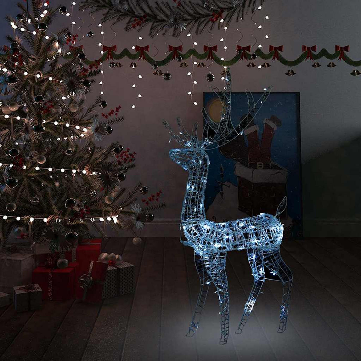 WEIHNACHTSDEKORATION Rentier Acryl 140 Leds 128 Cm Kaltweiss - Weiß, Kunststoff (41/120/70cm) - vidaXL