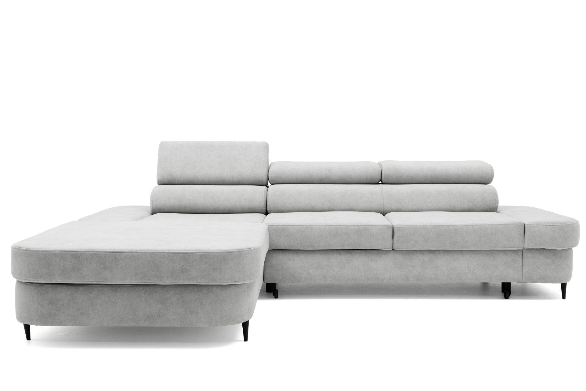 ECKSOFA JAZZ L Links mit Schlaffunktion 127x216 Velours Hellgrau - Hellgrau/Schwarz, Holz/Textil (285/237cm) - Muffo