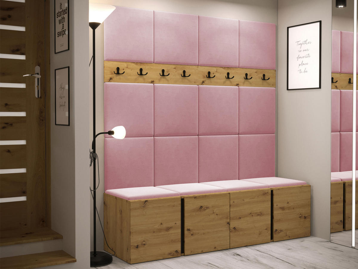 GARDEROBEN-SET Orion V - Eiche Artisan/Rosa, Holzwerkstoff/Kunststoff (168/186/46cm) - MIRJAN24