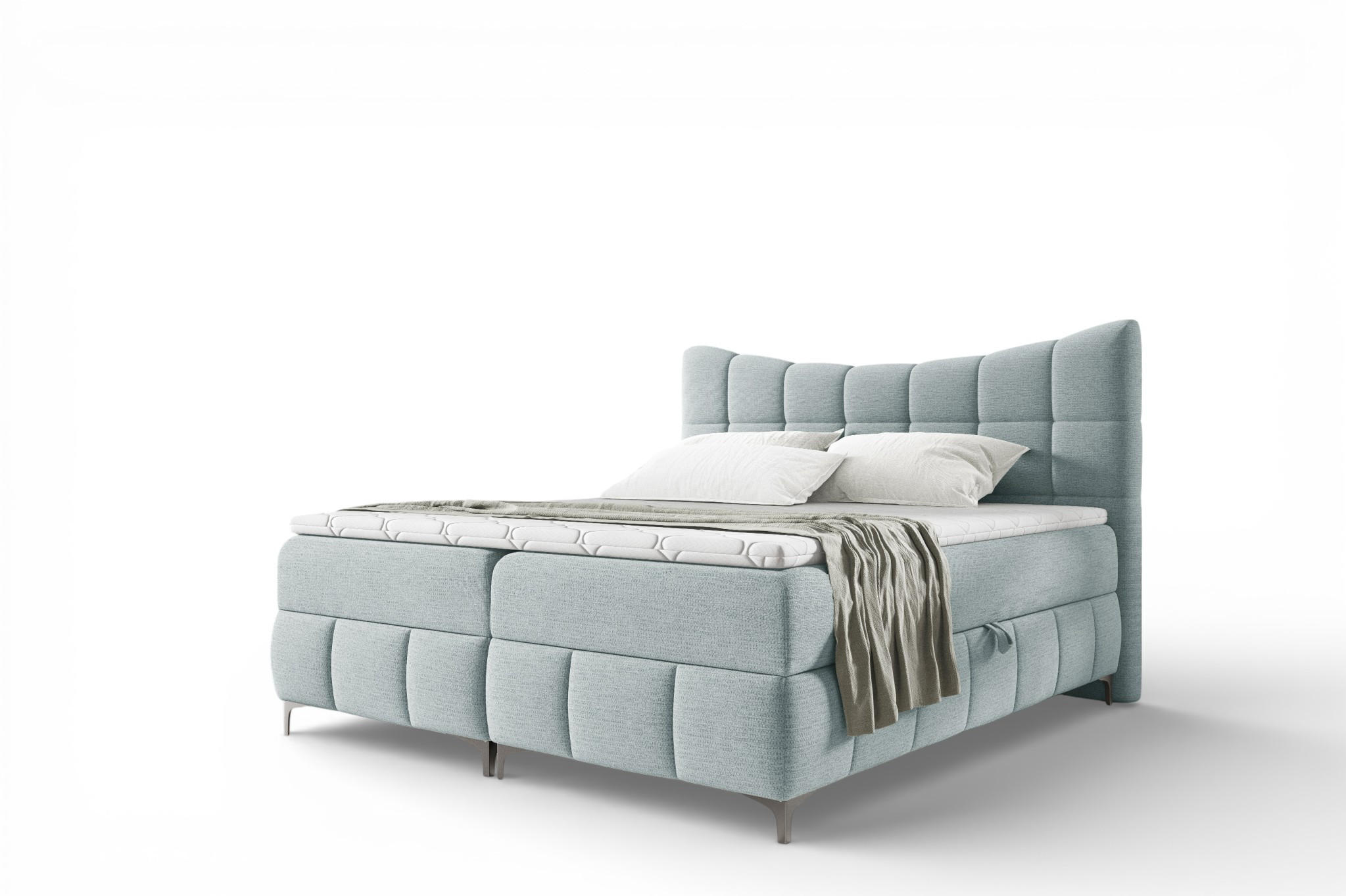 BOXBETT Charles In Freya - Hellblau, Holzwerkstoff/Textil (180/200cm) - Fun Möbel