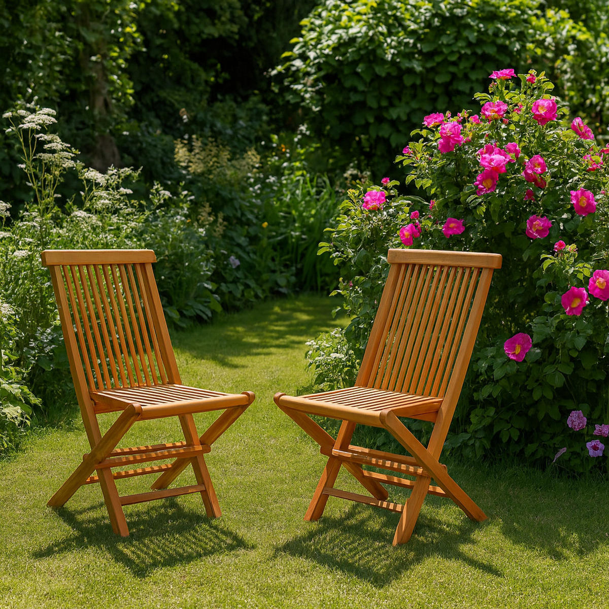 STUHL Teck Braun klappbar Set mit 2 - Braun, Holz (46/90/59cm) - Concept Usine