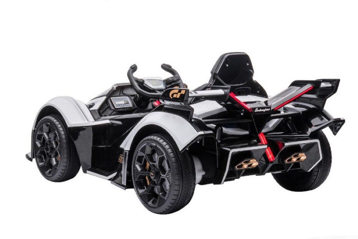 KINDER ELEKTROAUTO Lamborghini V12 Vision Gran Turismo weiß Fernbedienung, MP3-Anschluss, Musikfunktion, Batterieanzeige - Weiß, Kunststoff (117/66/50cm) - Es-Toys