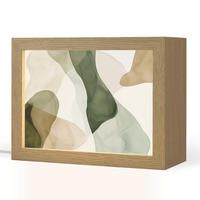 TISCHLEUCHTE Japandi - Abstrakt - Grün 20x15 cm - Buchefarben, Holzwerkstoff (8/20/15cm) - OnlyWow