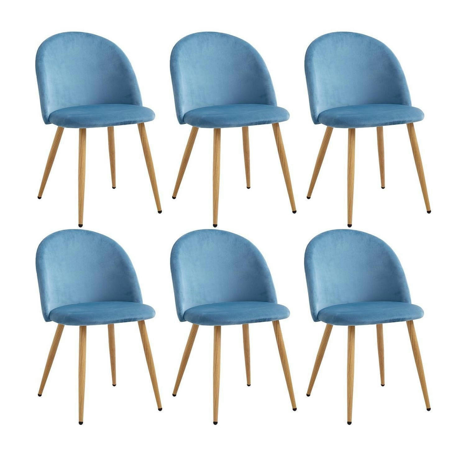 ESSZIMMERSTUHL 6er-Set Samt Blau - Blau, Textil (43/80/47.5cm)