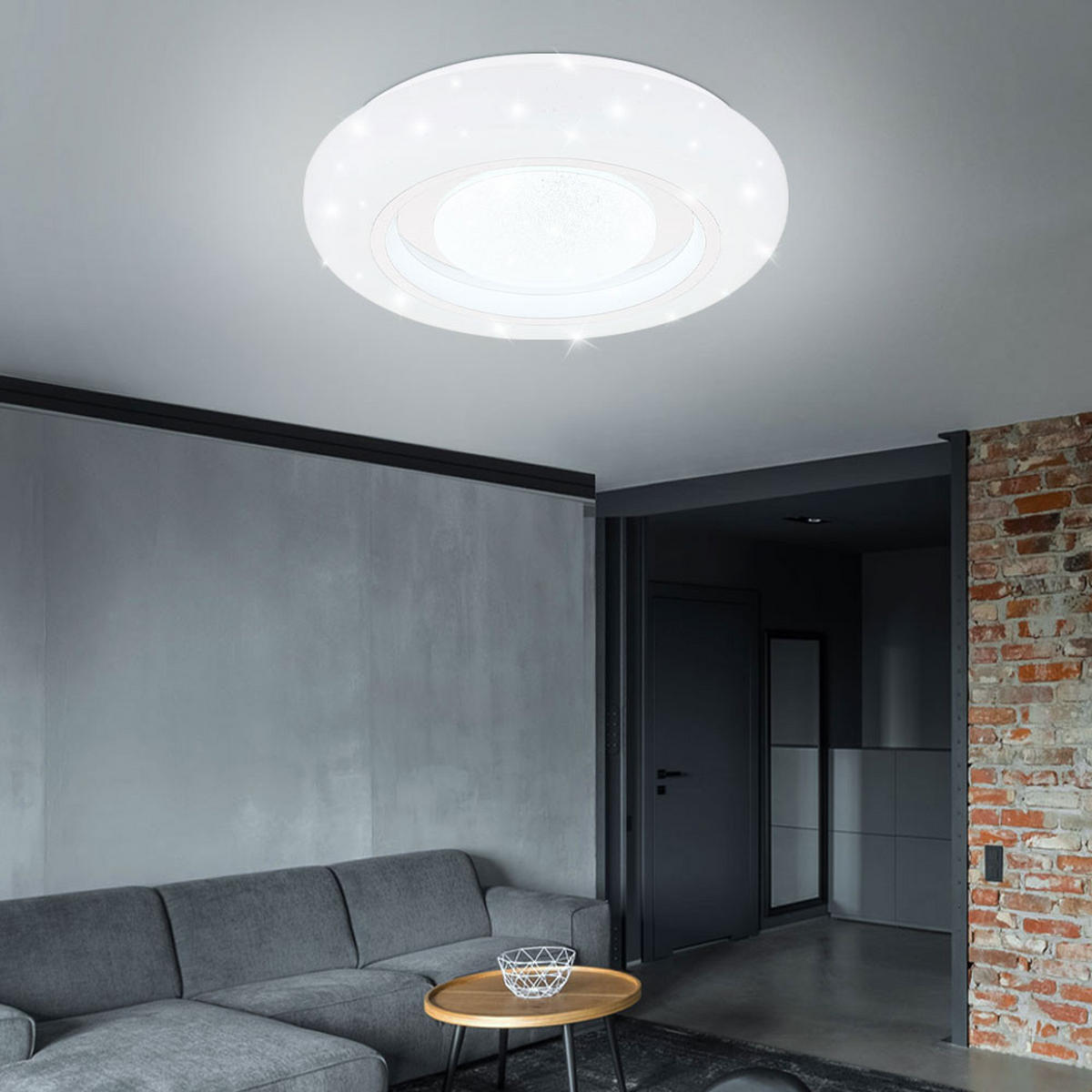 LED DECKENLEUCHTE Kristall Weiß Opal - Weiß, Metall (39/39/8cm) - Globo Lighting