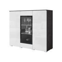 KOMMODE Vera 120 mit weißer LED Beleuchtung - Weiß Hochglanz/Silberfarben, Holzwerkstoff/Kunststoff (120/104/40cm) - MIRJAN24