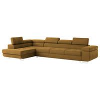 ECKSOFA VICENTE Gelb Velours-Stoff mit Schlaffunktion - Gelb, Holz (346/202cm) - MASSENO