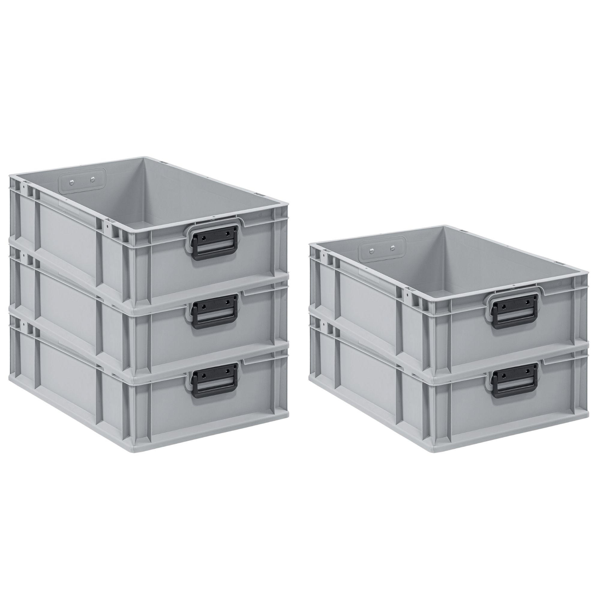 EUROBOX 5x Nextgen Portable Duo 17x40x60cm 34 Liter - Grau, Kunststoff (40/17/60cm) - PROREGAL