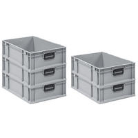 EUROBOX 5x Nextgen Portable Duo 17x40x60cm 34 Liter - Grau, Kunststoff (40/17/60cm) - PROREGAL