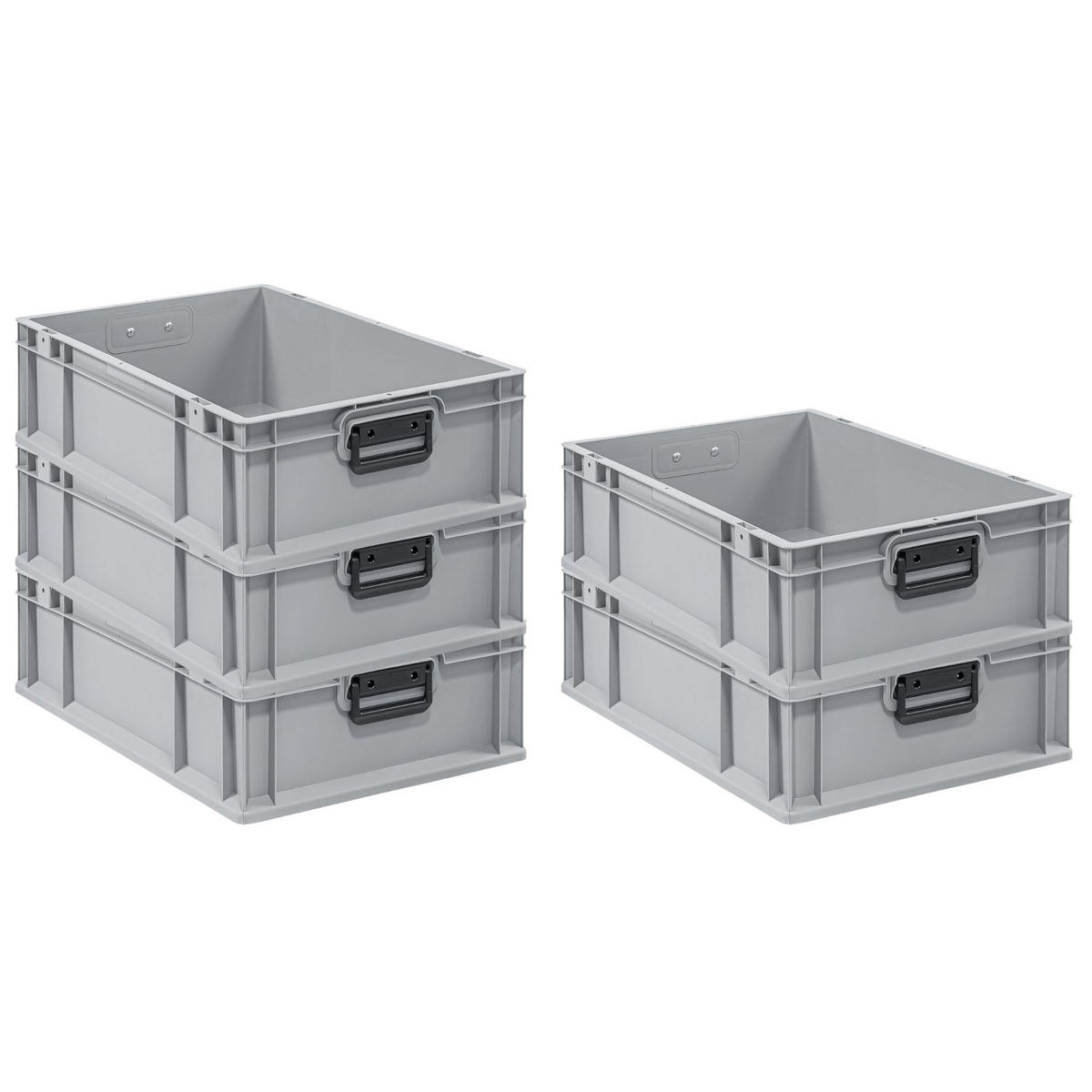EUROBOX 5x Nextgen Portable Duo 17x40x60cm 34 Liter - Grau, Kunststoff (40/17/60cm) - PROREGAL