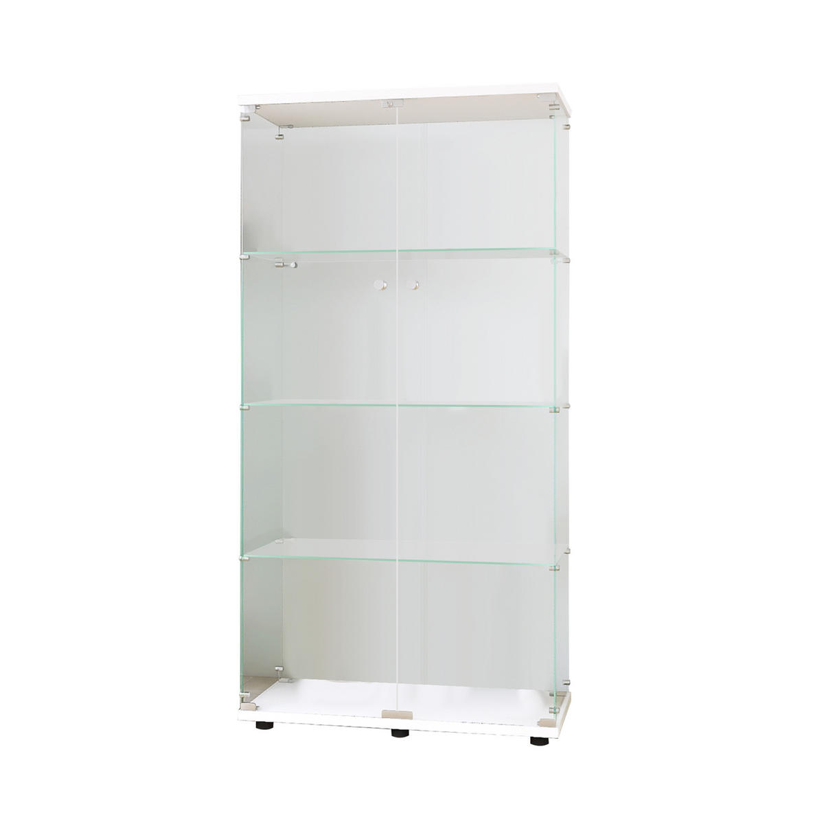 GLASVITRINE 36x80x164 cm 2 Türen 4 Glasböden weiß - Weiß, Holz (80/164/36cm) - LEBENLANG