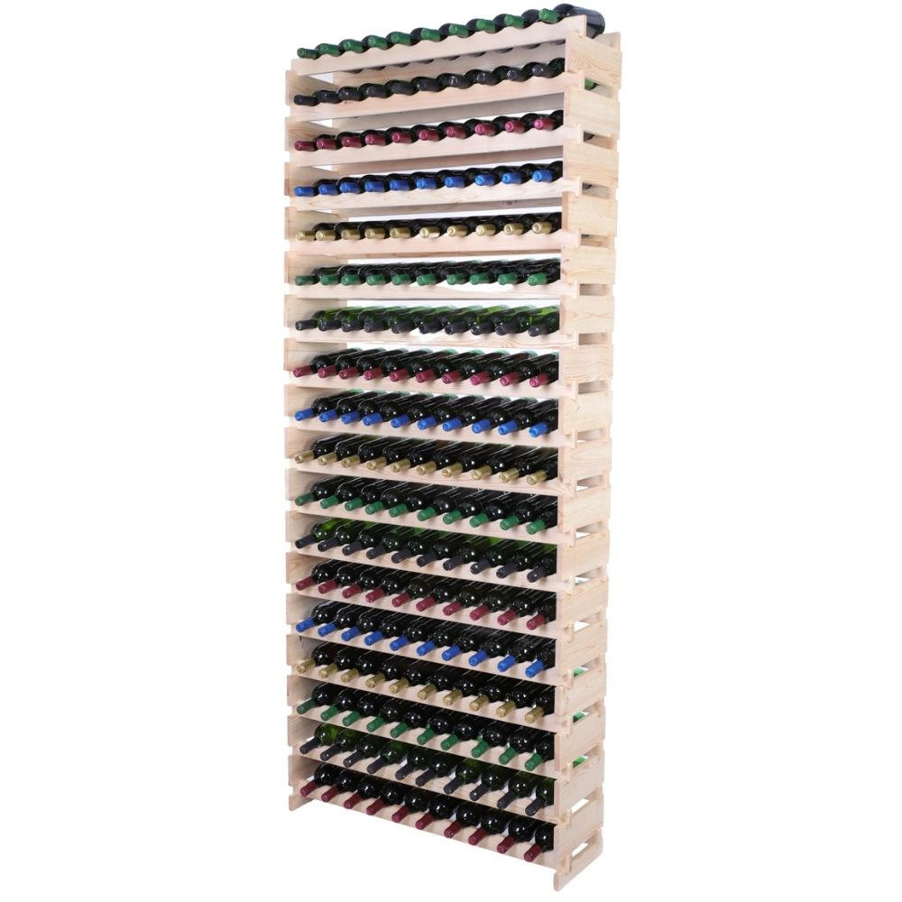 WEINREGAL VINOTECA FLEX PRO HxBxT 247x103x28cm 180 Flaschen auf 18 benen Natur unbehandelt - Naturfarben, Holz (103/247/28cm) - PROREGAL