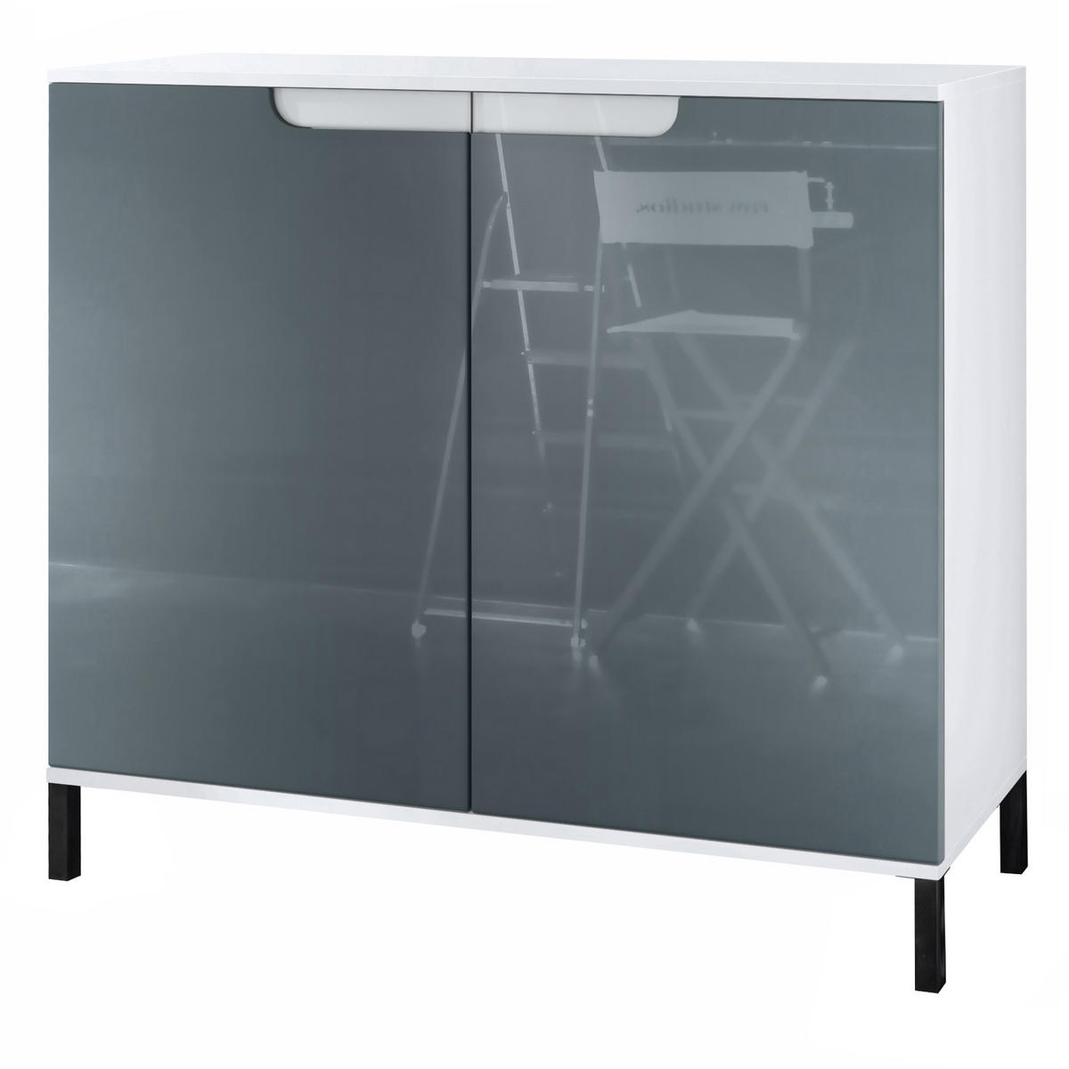 KOMMODE Sylt Grau Hochglanz - Grau, Holzwerkstoff (92.5/83.5/35cm) - Vladon
