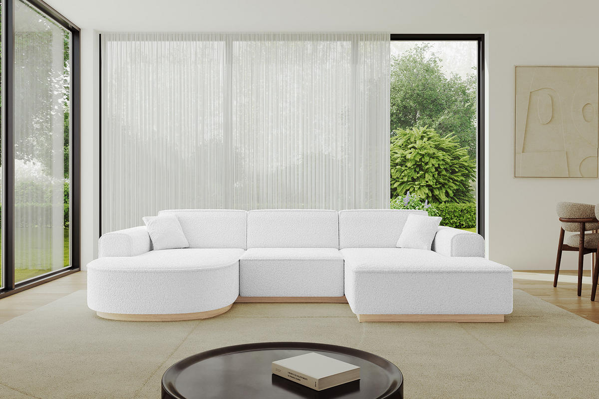 WOHNLANDSCHAFT ARRIO-U1 303x171x83 cm Weiß - Weiß, Holzwerkstoff/Textil (303/83/171cm) - ALTDECOR