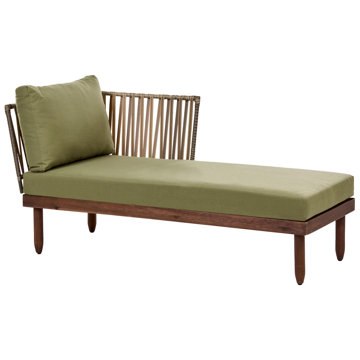 LOUNGE-SET mit Tisch 4-Sitzer Akazienholz linksseitig Dunkelbraun/Grün Cremona - Braun/Grün, Holz - Beliani