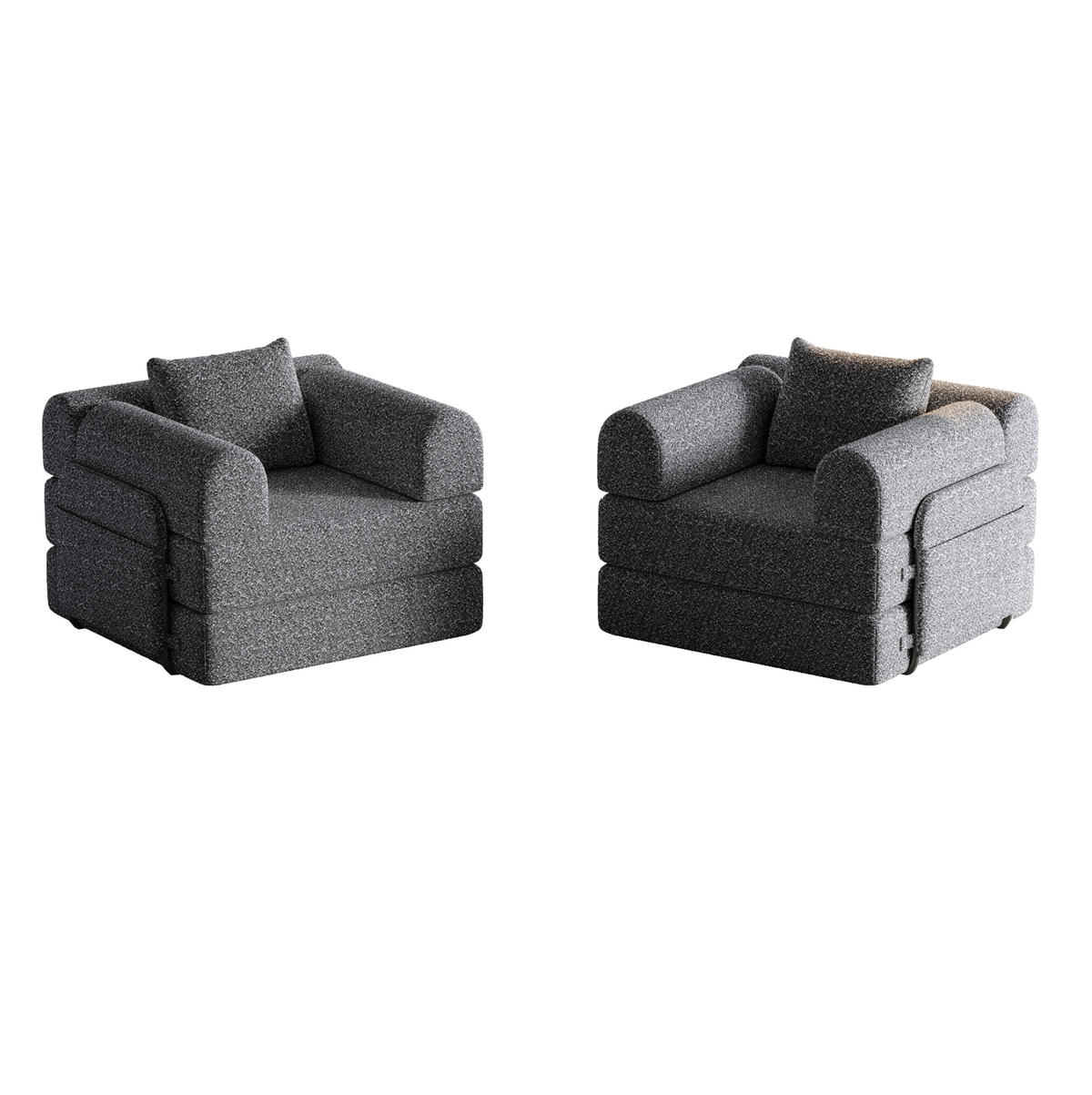 ROZKLÁDACÍ křeslo z žinylky 181x94x49 cm šedé 2 v 1 s úložným prostorem v područce a ocelovou konstrukcí - šedá, textil (94/49.5/181.6cm) - Modfu
