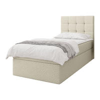 BOXBETT Luanda Boucle Single - H3 - Creme/Schwarz, Holz/Kunststoff (100/200cm) - MIRJAN24