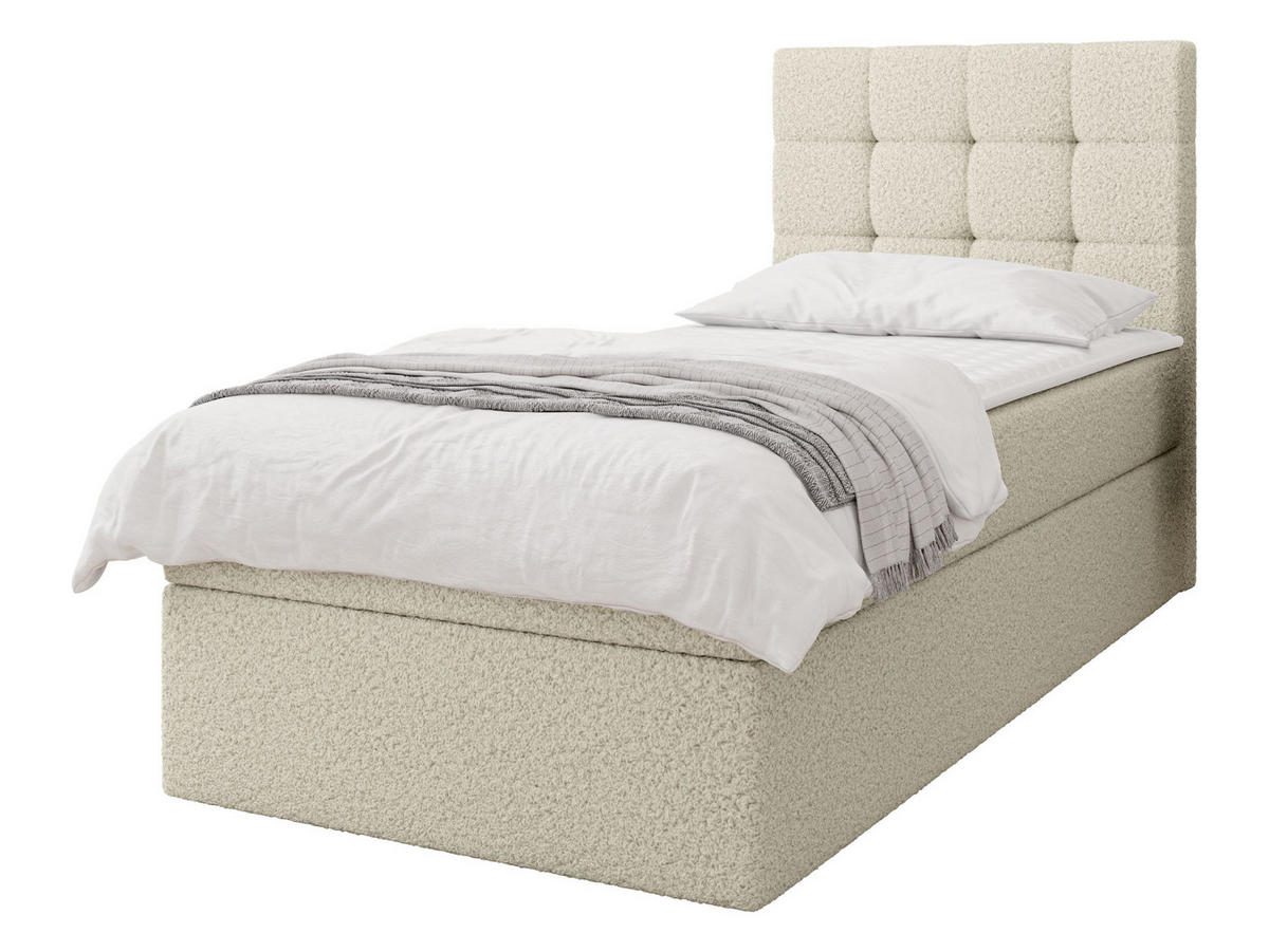 BOXBETT Luanda Boucle Single - H3 - Creme/Schwarz, Holz/Kunststoff (100/200cm) - MIRJAN24