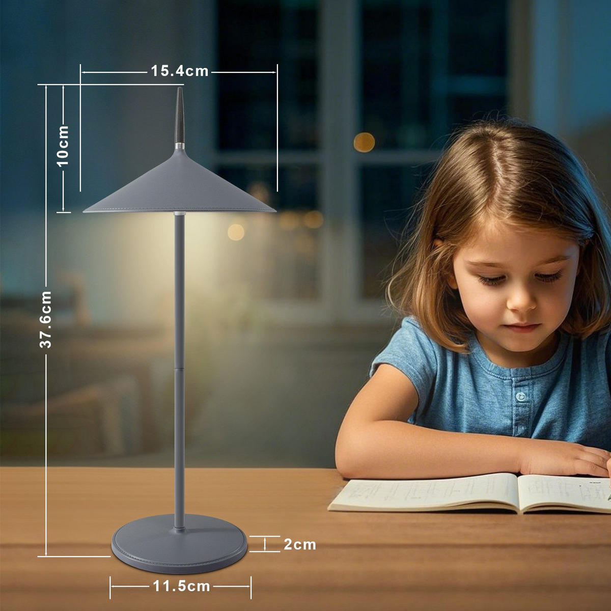 STOLNÍ lampa Abmeier LED 15,4/15,4/37,6 cm - šedá, plast (15.4/15.4/37.6cm) - Nettlife