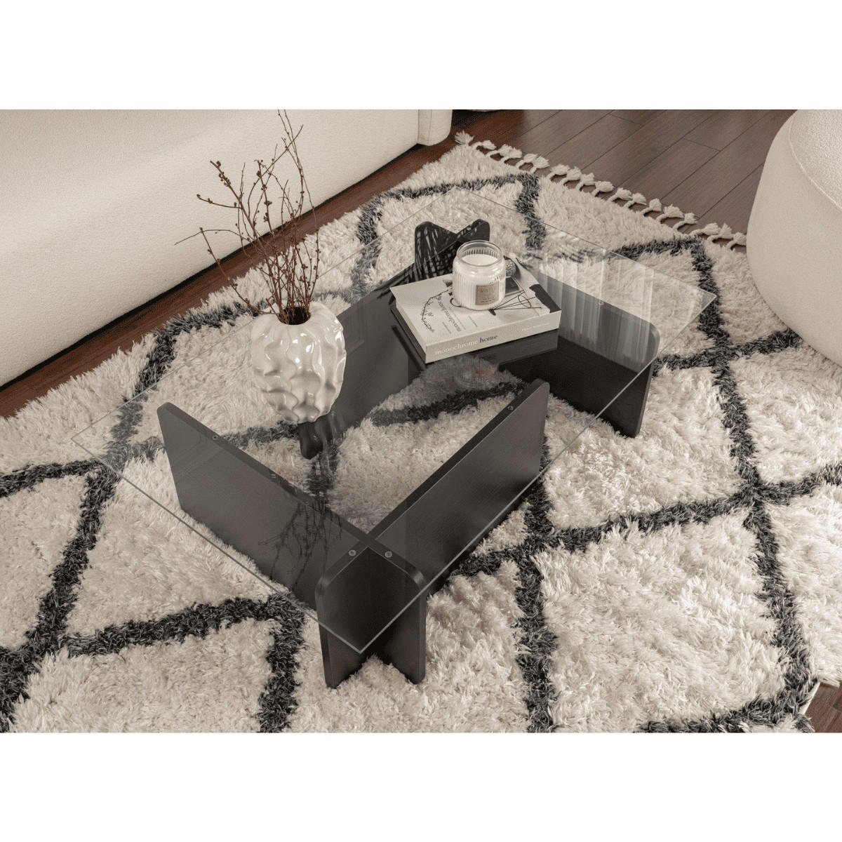 COUCHTISCH mit Tischplatte aus gehärtetem Glas 105/65/30 cm - Eichefarben, Holzwerkstoff (110/65/30cm) - Calicosy