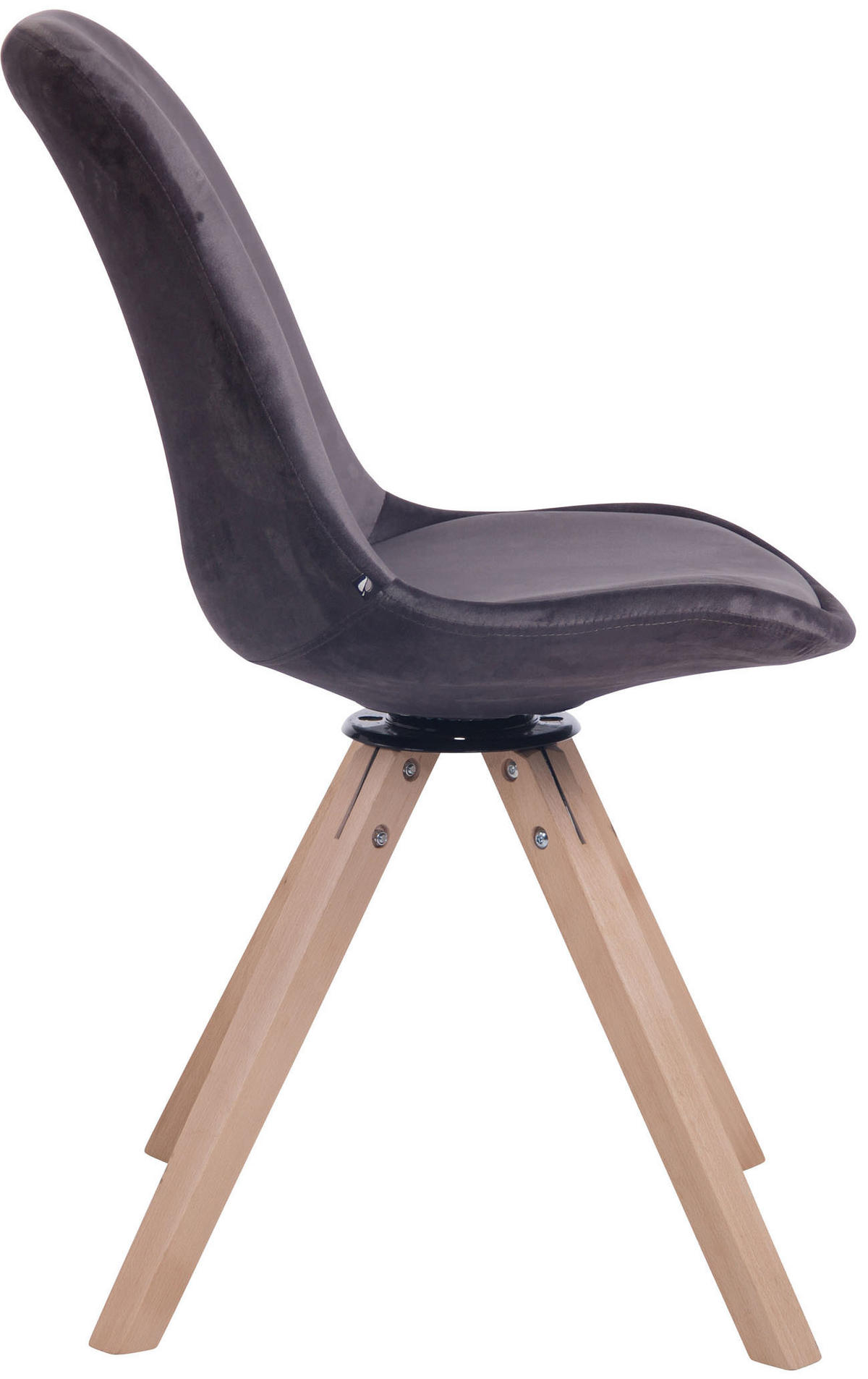 STUHL Samt dunkelgrau - Eukalyptusholzfarben/Dunkelgrau, Holz/Textil (48/84/56cm) - CLP